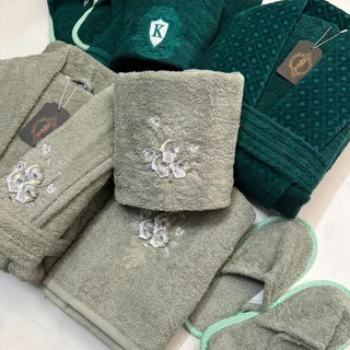 ست حوله سبز و سدری.